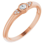 14K Gold Oval Natural Diamond Stackable Bezel-Set Ring - Rose Gold