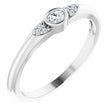 Platinum Oval Natural Diamond Stackable Bezel-Set Ring