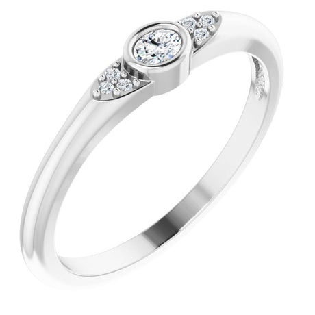 Platinum Oval Natural Diamond Stackable Bezel-Set Ring