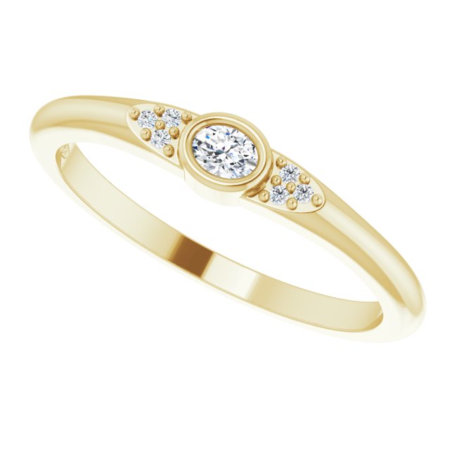 14K Gold Oval Natural Diamond Stackable Bezel-Set Ring - Yellow Gold - view 5
