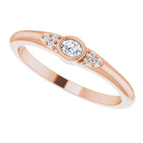 14K Gold Oval Natural Diamond Stackable Bezel-Set Ring - Rose Gold - view 5