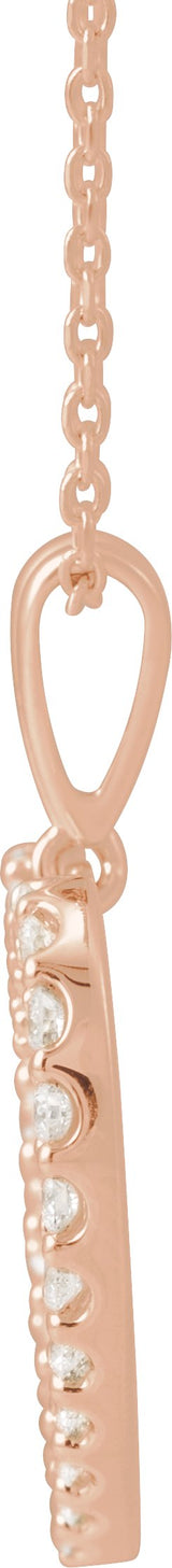 14K Gold Round Natural Diamond Heart Necklace – up to 3/8 CTW - Rose Gold - view 2