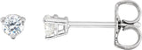14K Gold Natural Diamond Round 3-Prong Stud Earrings - White Gold
