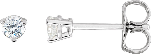14K Gold Natural Diamond Round 3-Prong Stud Earrings - White Gold