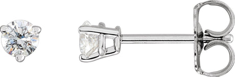 14K Gold Natural Diamond Round 3-Prong Stud Earrings - White Gold