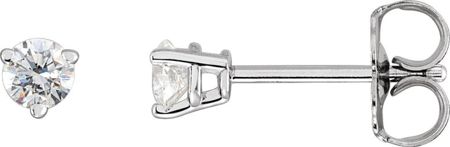 14K Gold Natural Diamond Round 3-Prong Stud Earrings - White Gold