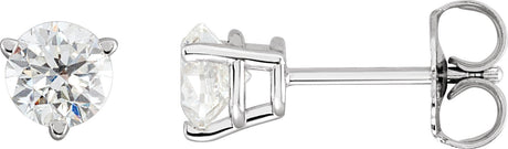 14K Gold Lab-Grown Diamond Round 3-Prong Stud Earrings - White Gold