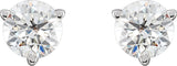 14K Gold Natural Diamond Round 3-Prong Stud Earrings - White Gold - view 2