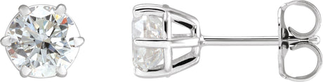 14K Gold Lab-Grown Diamond Round 6-Prong Stud Earrings - White Gold