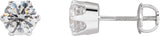 14K Gold White Cubic Zirconia Round 6-Prong Stud Earrings - White Gold