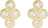 14K Gold Round Natural Diamond Bezel-Set Cluster Earrings - Yellow Gold - view 2