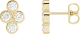 14K Gold Round Natural Diamond Bezel-Set Cluster Earrings - Yellow Gold