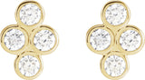 14K Gold Round Natural Diamond Bezel-Set Cluster Earrings - Yellow Gold - view 2
