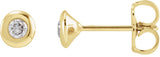 14K Gold Natural Diamond Round Bezel-Set Stud Earrings – 1.5-5.2mm Stones - Yellow Gold