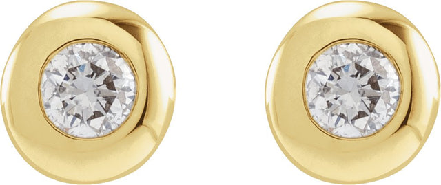 14K Gold Natural Diamond Round Bezel-Set Stud Earrings – 1.5-5.2mm Stones - Yellow Gold - view 2