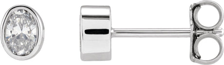 14K Gold Lab-Grown Diamond Oval Bezel-Set Stud Earrings - White Gold