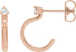14K Gold Round Natural Diamond Accented Hoop Earrings VIII - Rose Gold