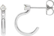 Platinum Round Natural Diamond Accented Hoop Earrings III