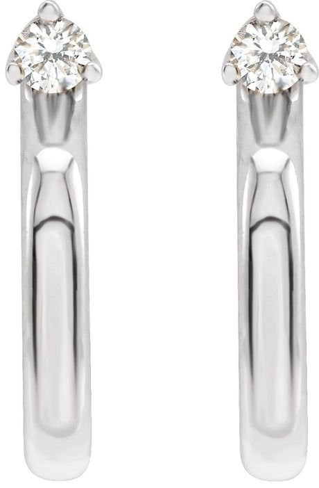 Platinum Round Natural Diamond Accented Hoop Earrings III - view 2