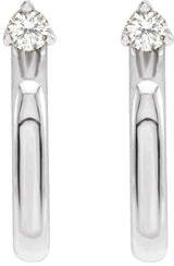 14K Gold Round Natural Diamond Accented Hoop Earrings VIII - White Gold - view 2