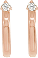 14K Gold Round Natural Diamond Accented Hoop Earrings VIII - Rose Gold - view 2