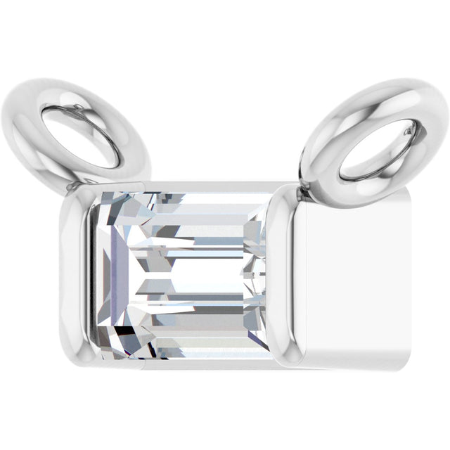 14K Gold Straight Baguette Lab-Grown Diamond Solitaire Channel-Set Necklace - White Gold - view 2