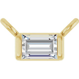 14K Gold Straight Baguette Lab-Grown Diamond Solitaire Channel-Set Necklace - Yellow Gold