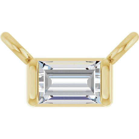 14K Gold Straight Baguette Lab-Grown Diamond Solitaire Channel-Set Necklace - Yellow Gold