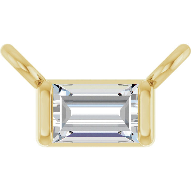 14K Gold Straight Baguette Lab-Grown Diamond Solitaire Channel-Set Necklace - Yellow Gold