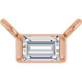 14K Gold Straight Baguette Lab-Grown Diamond Solitaire Channel-Set Necklace - Rose Gold