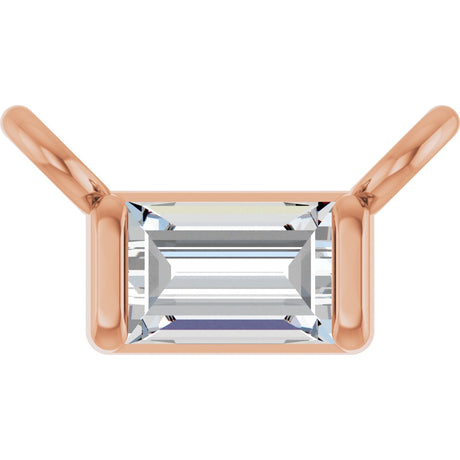 14K Gold Straight Baguette Lab-Grown Diamond Solitaire Channel-Set Necklace - Rose Gold