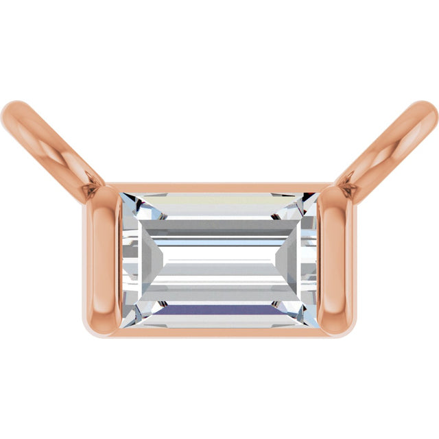 14K Gold Straight Baguette Lab-Grown Diamond Solitaire Channel-Set Necklace - Rose Gold
