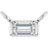14K Gold Straight Baguette Lab-Grown Diamond Solitaire Channel-Set Necklace - White Gold