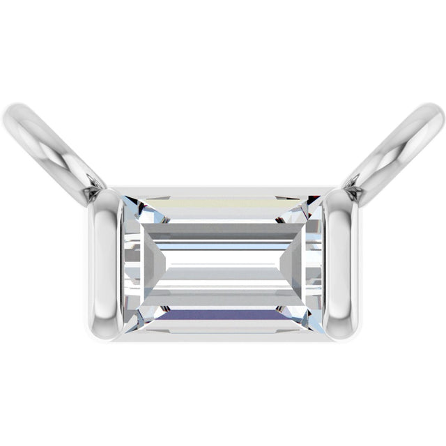 14K Gold Straight Baguette Lab-Grown Diamond Solitaire Channel-Set Necklace - White Gold