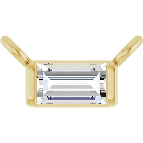14K Gold Straight Baguette Lab-Grown Diamond Solitaire Channel-Set Necklace - Yellow Gold