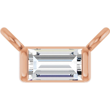 14K Gold Straight Baguette Lab-Grown Diamond Solitaire Channel-Set Necklace - Rose Gold