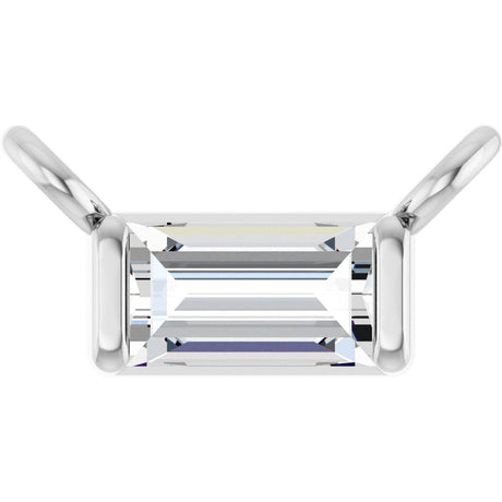 14K Gold Straight Baguette Lab-Grown Diamond Solitaire Channel-Set Necklace - White Gold