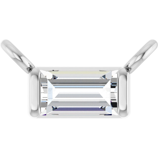 14K Gold Straight Baguette Lab-Grown Diamond Solitaire Channel-Set Necklace - White Gold
