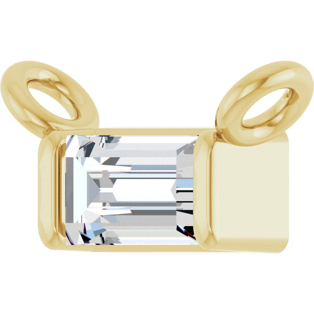 14K Gold Straight Baguette Lab-Grown Diamond Solitaire Channel-Set Necklace - Yellow Gold - view 2