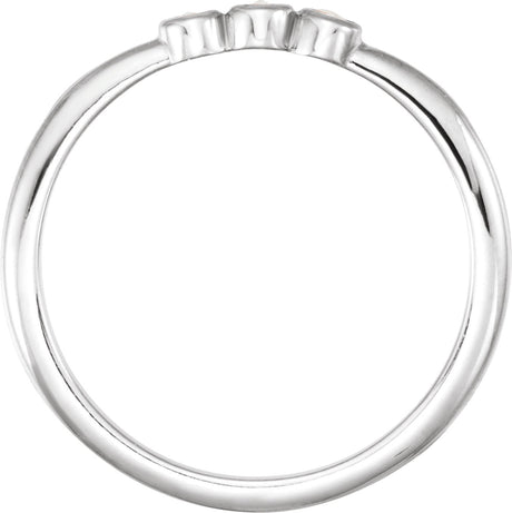 Platinum Round Natural Diamond Rose-Cut Stackable Ring – 2mm Stones - view 2