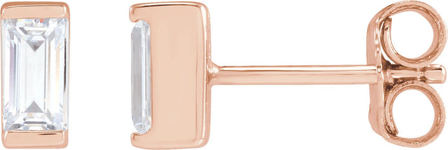 14K Gold Lab-Grown Diamond Straight Baguette Bezel-Set Stud Earrings - Rose Gold