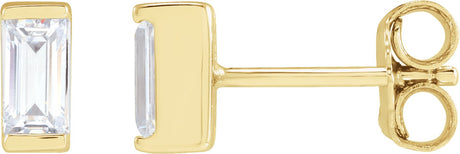 14K Gold Lab-Grown Diamond Straight Baguette Bezel-Set Stud Earrings - Yellow Gold