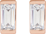 14K Gold Lab-Grown Diamond Straight Baguette Bezel-Set Stud Earrings - Rose Gold - view 2