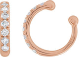 14K Gold Round Natural Diamond Accented Ear Cuff - Rose Gold