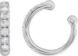 14K Gold Round Natural Diamond Accented Ear Cuff - White Gold