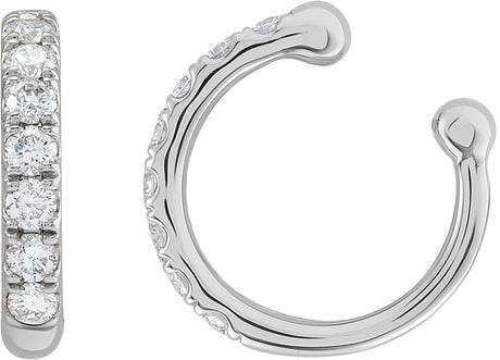 14K Gold Round Natural Diamond Accented Ear Cuff - White Gold