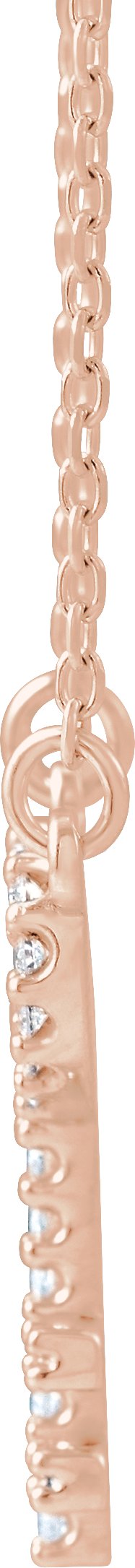 14K Gold Round Natural Diamond Petite Heart Key Necklace - Rose Gold - view 2