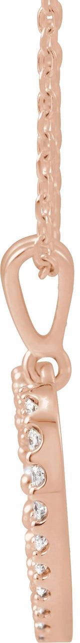 14K Gold Round Natural Diamond Heart Necklace – up to 3/8 CTW - Rose Gold - view 2