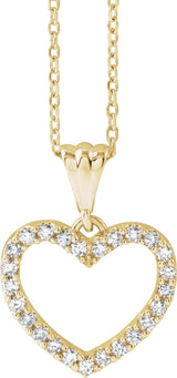 14K Gold Round Natural Diamond Heart Necklace – up to 3/8 CTW - Yellow Gold