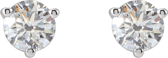 14K Gold Natural Diamond Round 3-Prong Stud Earrings – 1/5 CTW - White Gold - view 2